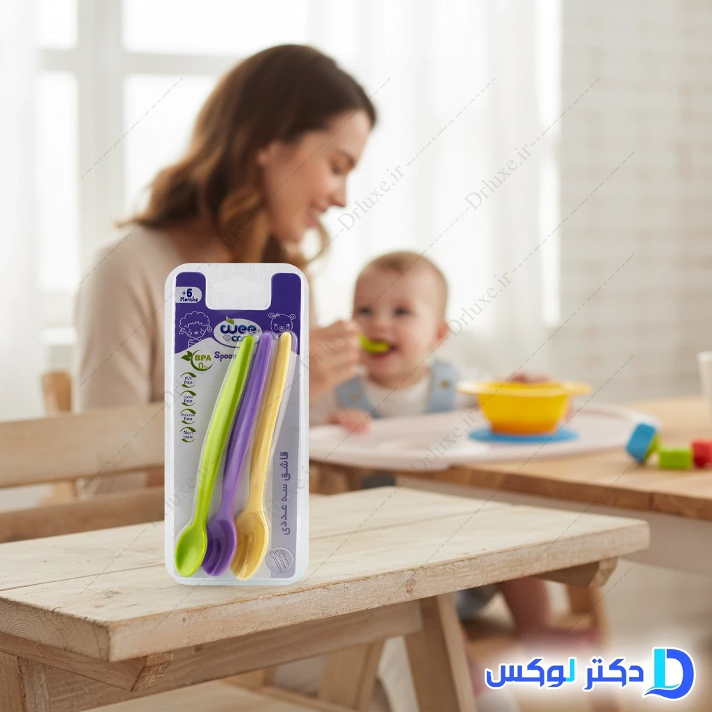 قاشق حرارتی کودک +6 ماه وی کر کد U123 بسته 3 عدد